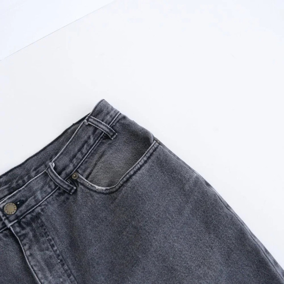 Vintage Stash Black Slight Fade High Waisted Straight Leg Denim Jeans Size 38X30 - Picture 8 of 12